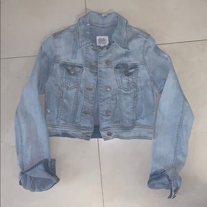 Crop denim distressed jacket